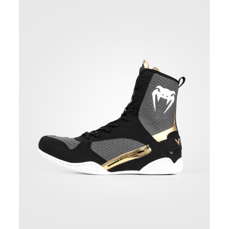 Venum Elite Boxing Shoes black/white/gold